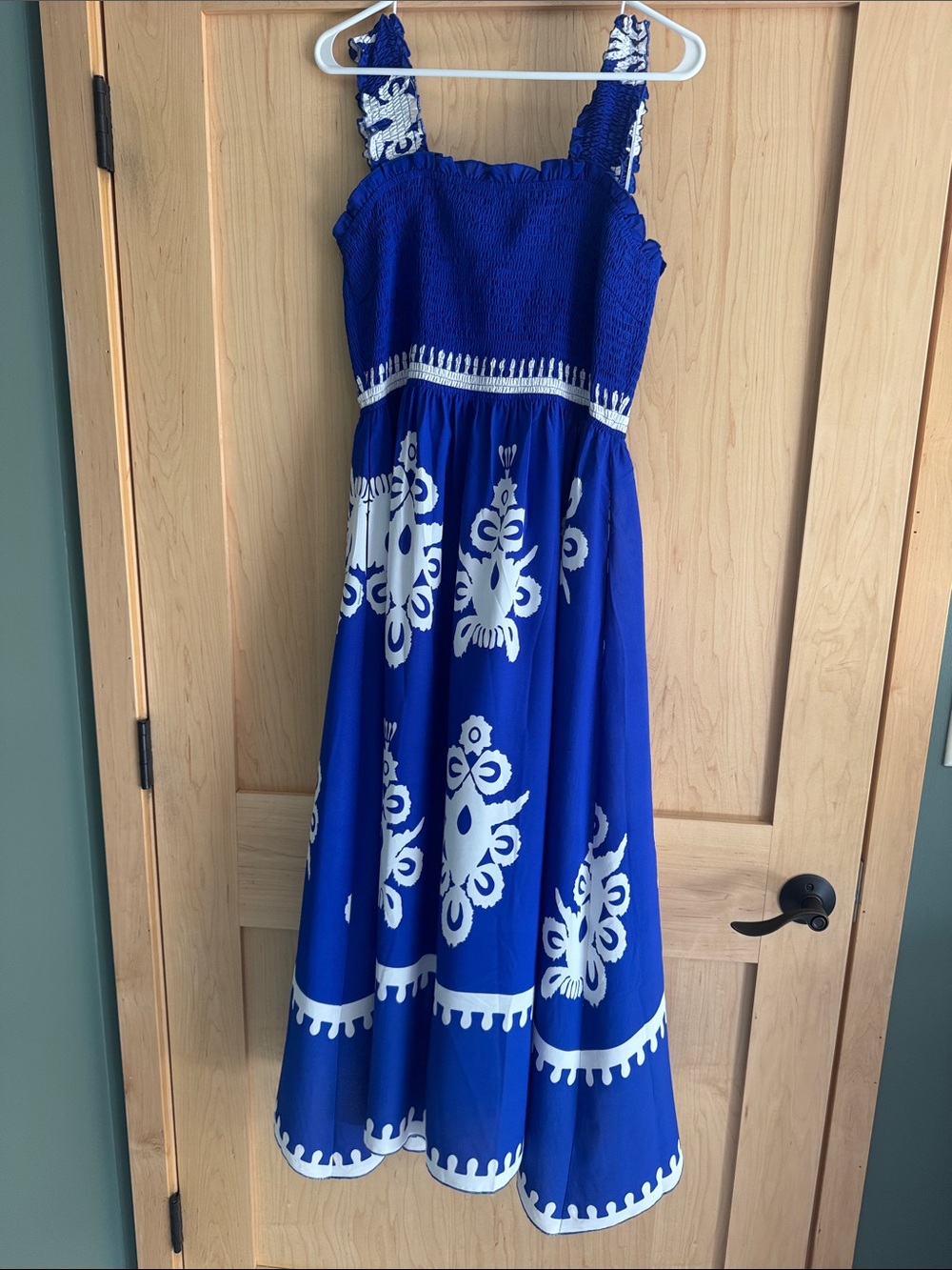 Blue and White Floral Maxi Dress